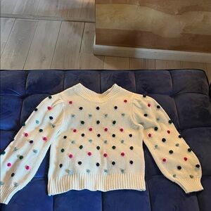 Crown & Ivy Cream Sweater with Colorful Dots